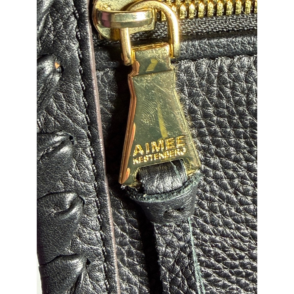 Aimee Kestenberg Glee Black Pebbled Leather Crossbody Clutch Flap Bag Whipstitch - Picture 5 of 8